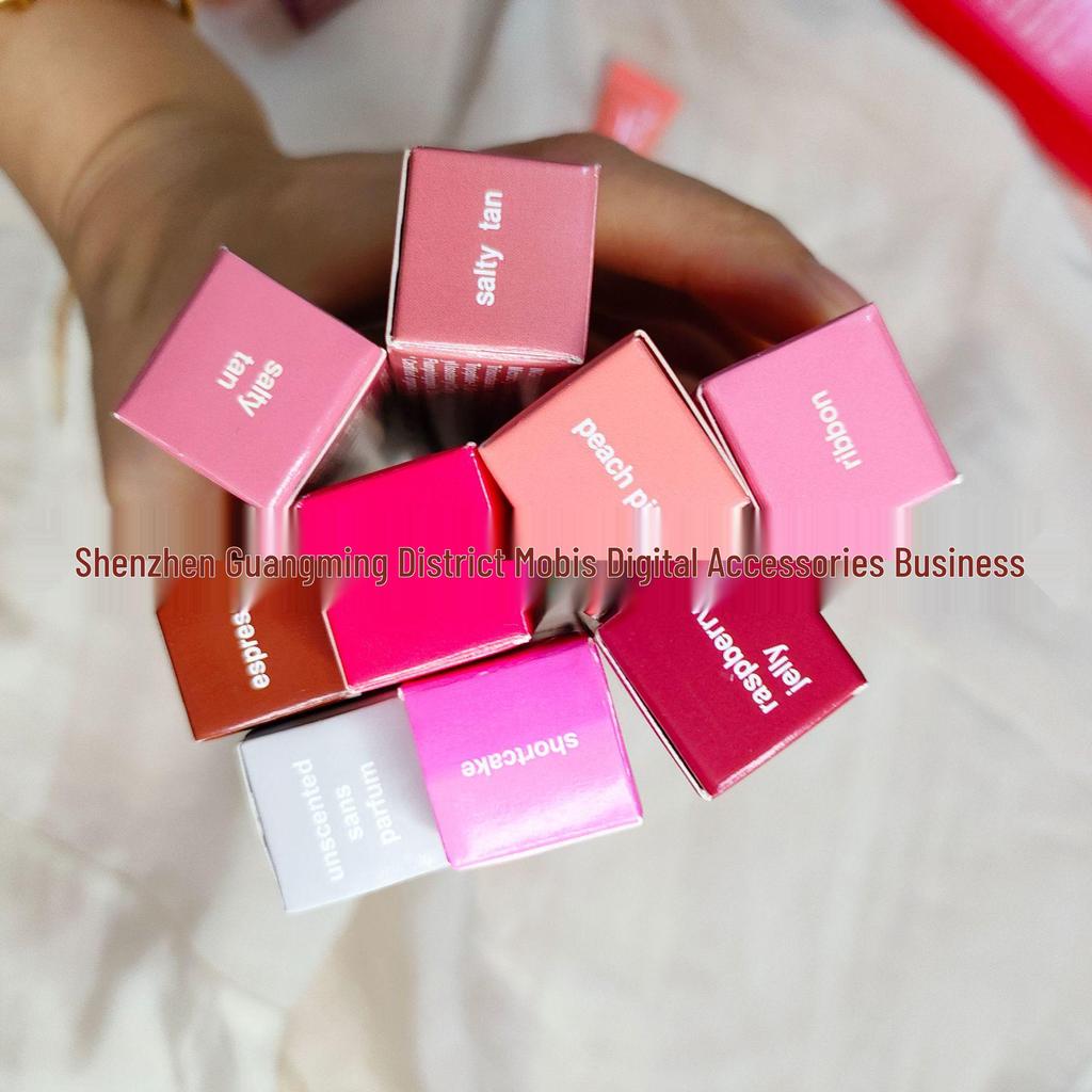 Тонирующий бальзам для губ Rhodee: Увлажняющий блеск для губ и помада оттенков «Лента», «Тост», «Арбуз»