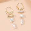1 Pair Long Golden Irregular Geometric Faux Pearls Drop Earrings Women Large Statement Dangle Earrings Birthday Gift