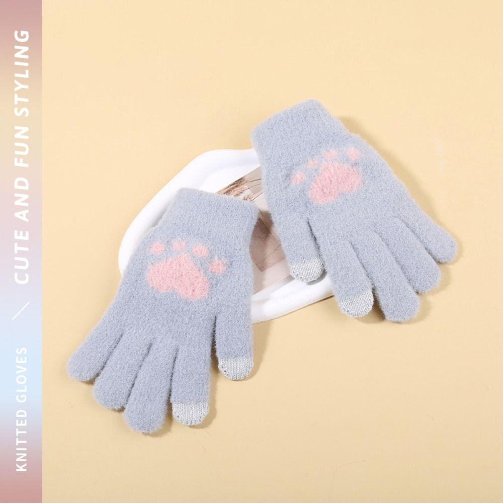 Сенсорные вязаные шерстяные варежки Утепленные перчатки для велоспорта на открытом воздухе Полные пальцы Guantes Женские Мужские