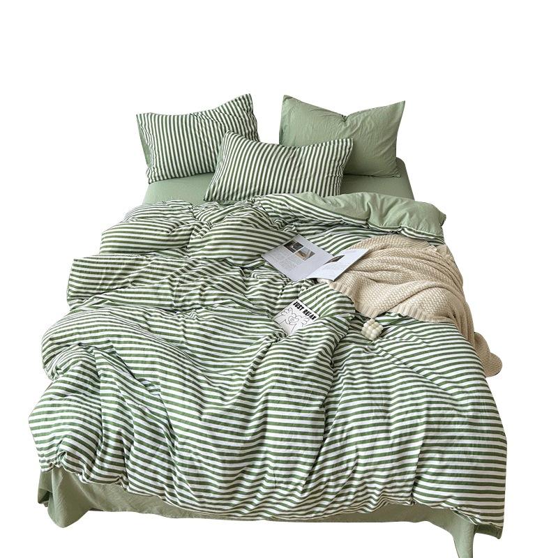 Зимняя двухсторонняя хлопковая кровать из четырех частей, однотонная простыня, пододеяльник, пододеяльник для студенческого общежития и средней школы