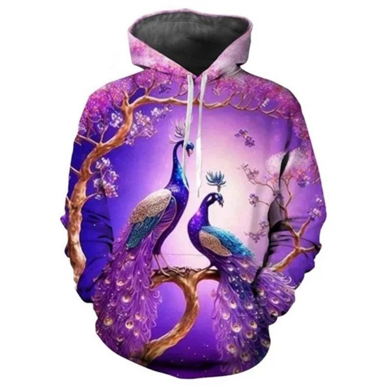 Осенние толстовки с принтом животных павлина в формате 3D для мужчин и женщин, модные повседневные толстовки с капюшоном большого размера, пуловеры, спортивная одежда