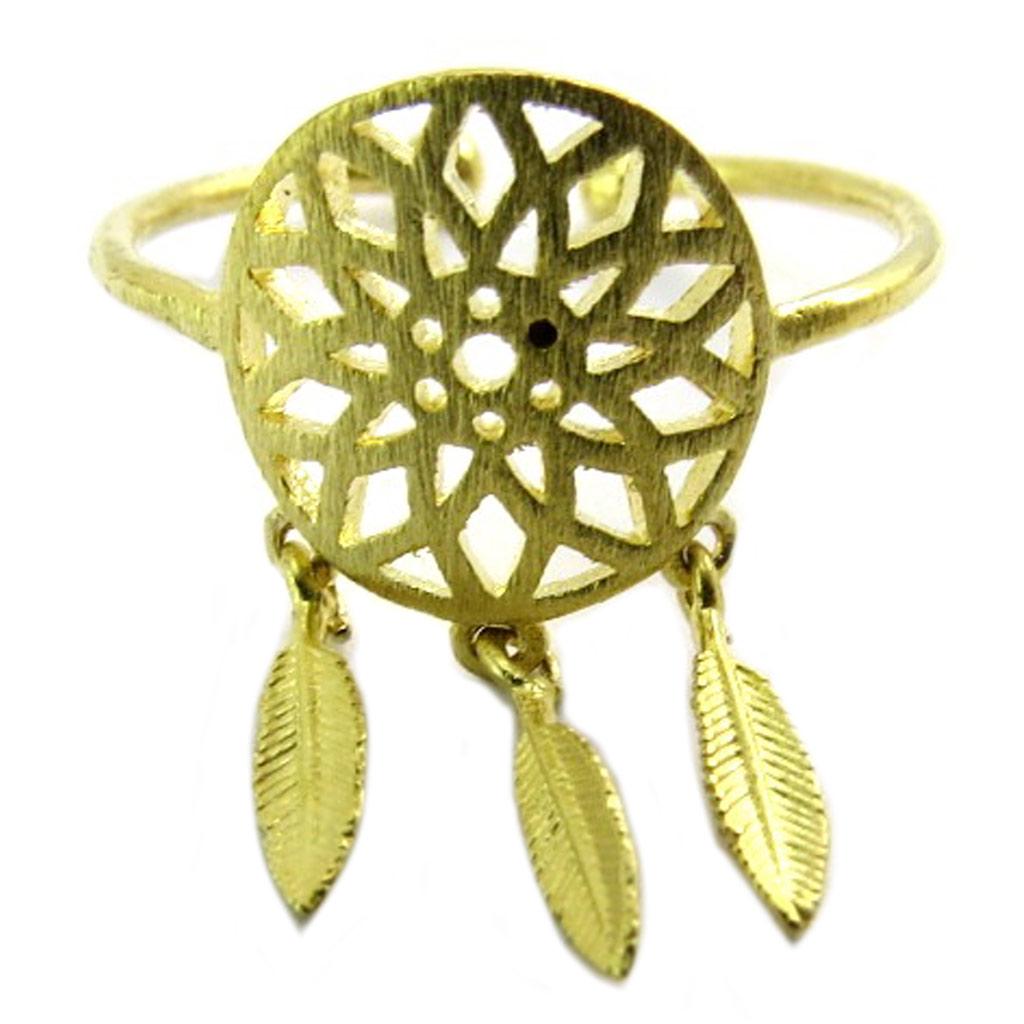 7bis [P8344] - Handmade Gold 'Boho' Ring (dreamcatcher) - 20x11 Mm