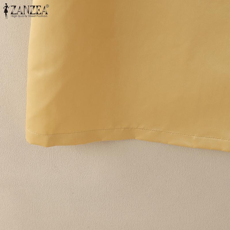 ZANZEA Женское летнее повседневное платье с коротким рукавом и круглым вырезом с принтом