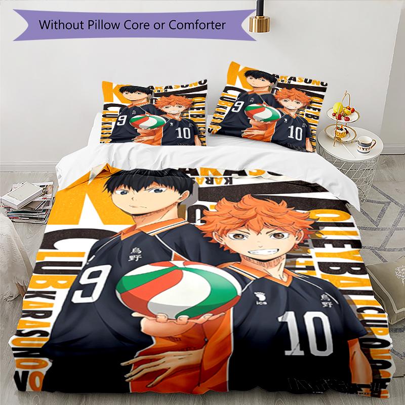 3pcs Haikyu Bedding Set Duvet Cover Closure Includes 1 Duvet Cover & 2 Pillowcases, Soft and Comfortable for All Seasons.