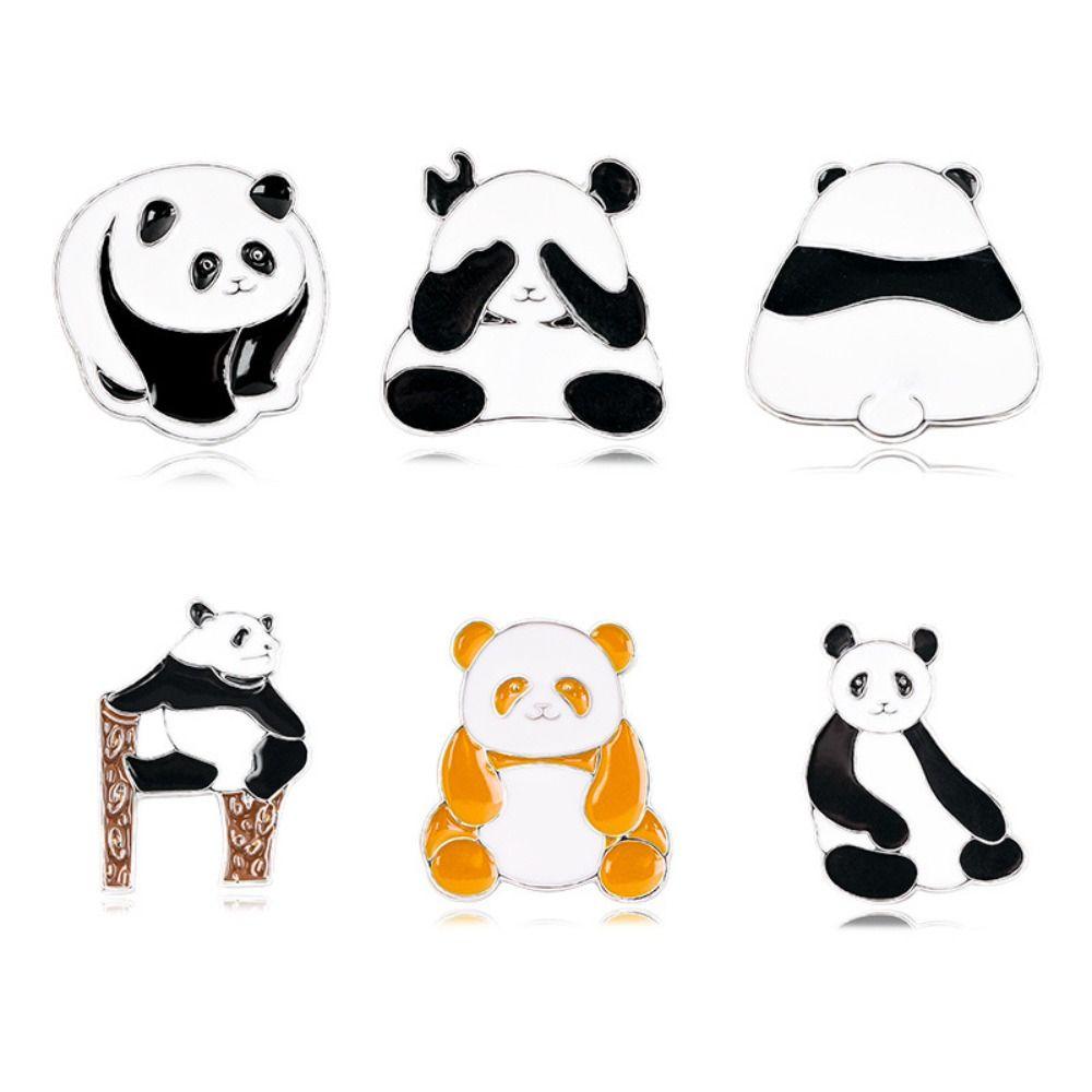 Эмалевые прищепки из цинкового сплава, брошь в виде животного из цинкового сплава, кавайная мультяшная панда, брошь в подарок для детей