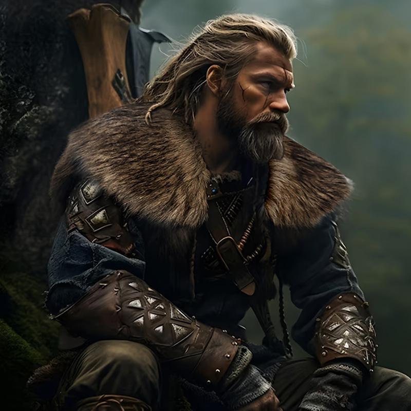 Меховой воротник Зимняя одежда Плащ короля-воина Меховая шаль викинга