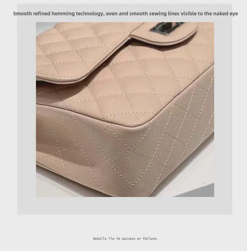 Diamond Flap Genuine Leather Women's Chain Shoulder Bag - Trendy High-Grade Small Square Crossbody for Autumn/Winter