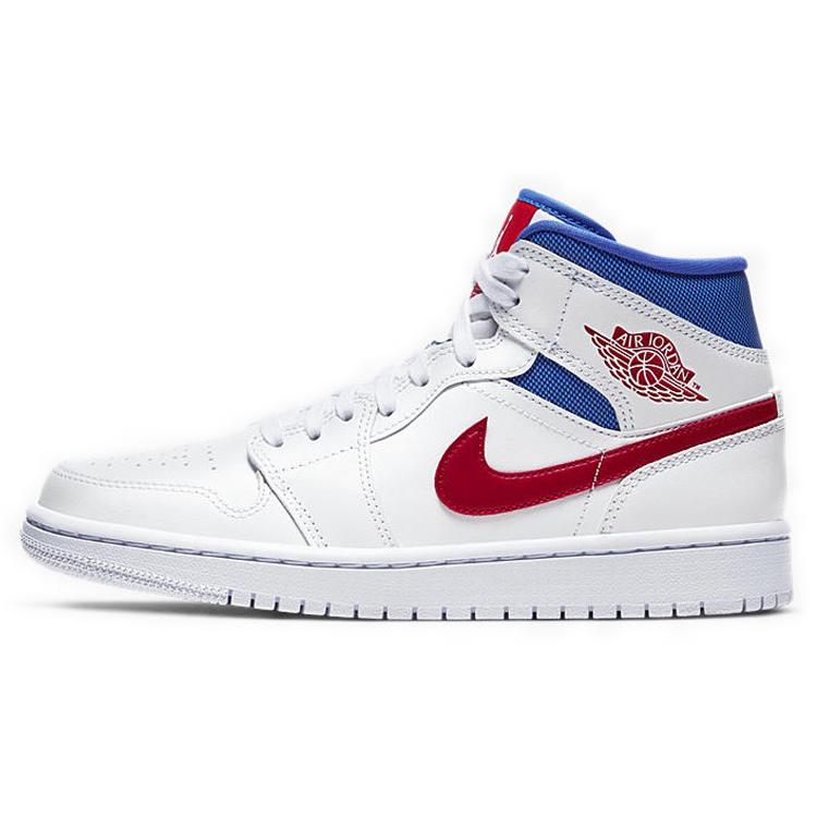 Womens Air Jordan 1 Mid 'USA' (women's sizes) White / University Red / Game Royal Vintage Basketball Shoes BQ6472 164