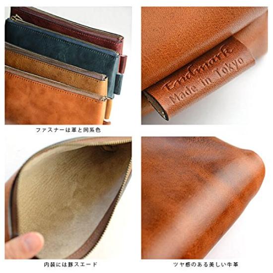 Endmark Натуральная кожа Карандаш Большой Простой Сделано в Темно-синий Чехол, Вместимость, Дизайн, Мужской, Япония,