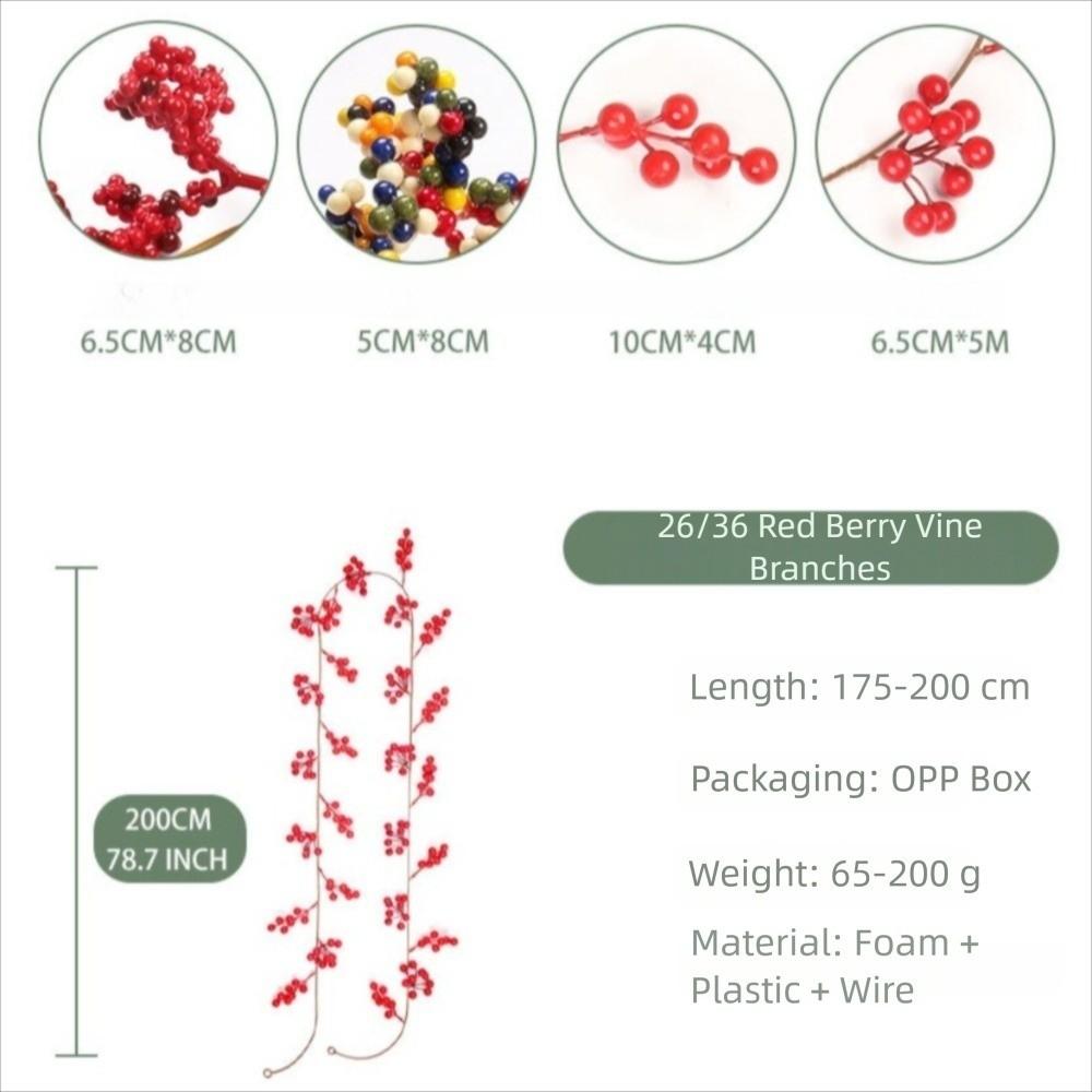 Новая Искусственная Лоза с Ягодами Красная Ягода DIY Поделка Рождественское Подвесное Ротанговое Венок с Ягодами Падуба Вечеринка