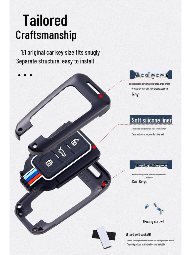 Metal Key Case for Beijing BJ20/BJ40plus/BJ40L/80 - Car Key Bag Shell with Buckle