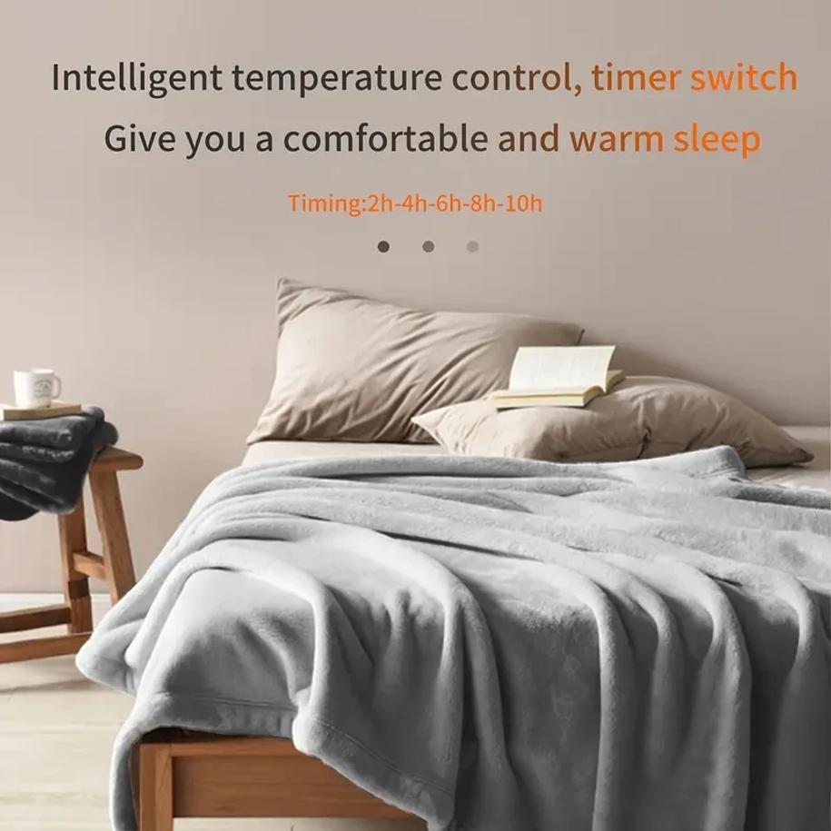 Одеяло с подогревом 150X180 см - Электрическое одеяло, Мягкое одеяло с подогревом с 6 уровнями нагрева и автоматическим отключением через 4 часа