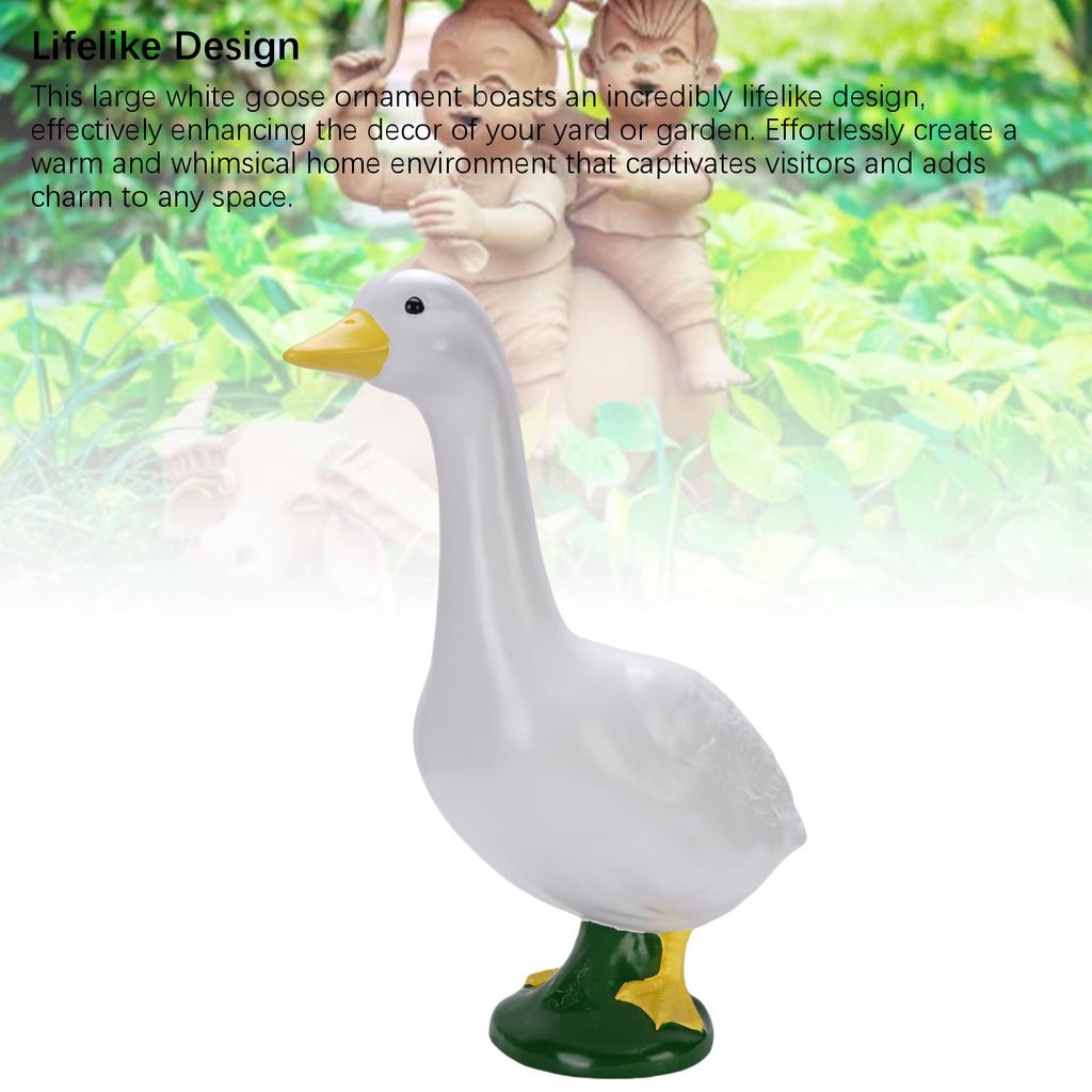Garden Goose Statue Resin Lifelike Large Size White Goose Sculpture Ornament for Pool Yard Outdoor Decor