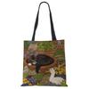 Cute Cat Flower Painting Print Womens Designer Tote Bags Women Handbag Large Shopping Bag Foldable For Groceries CLE