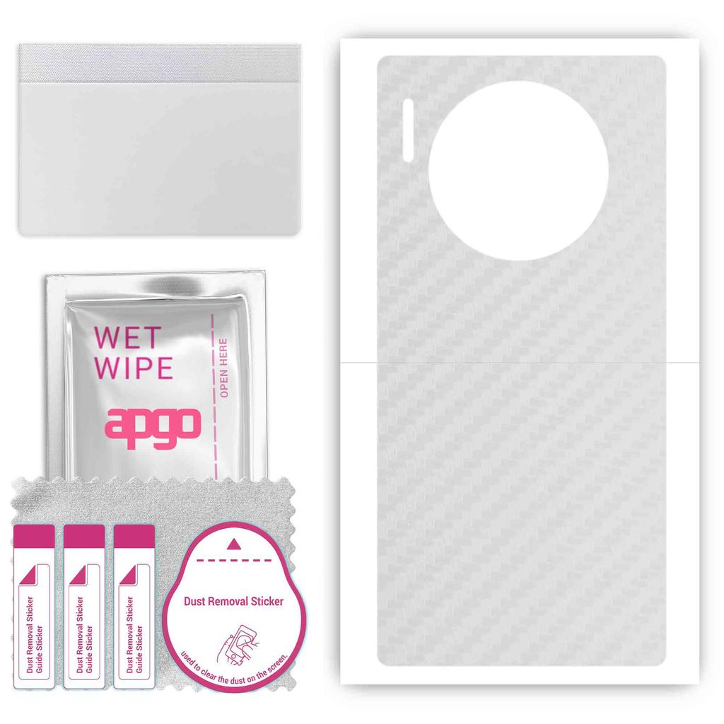 apgo Protective Skin Sticker for the Back Compatible with Huawei Mate 30E Pro 5G, Wrap Film, Foil, Vinyl - Pattern Transparent Carbon