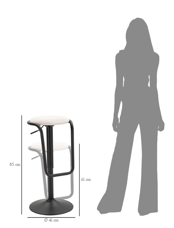 Bar Stool With Lift Destiny White Cm Ø 41X61-83