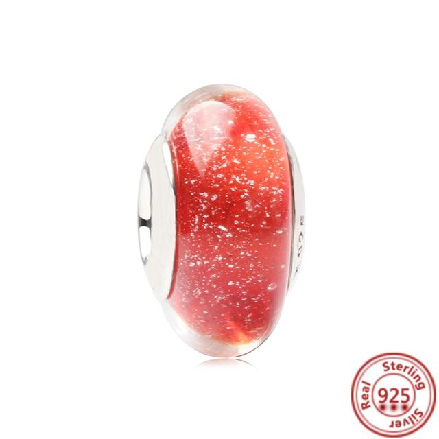 Красочные бусины из муранского стекла, прозрачные бусины в форме пузыря, подходят для оригинального браслета, женские ювелирные изделия из стерлингового серебра 925 пробы