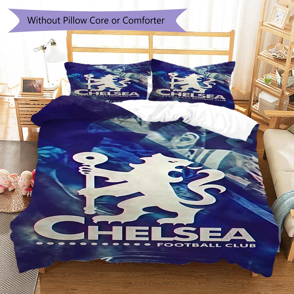 Chelsea FC football RugPattern Bedding Quilt Set Quilt Cover Pillowcase Home Decoration Birthday Gift (1 * duvet cover + 2 * pillowcase, without core)