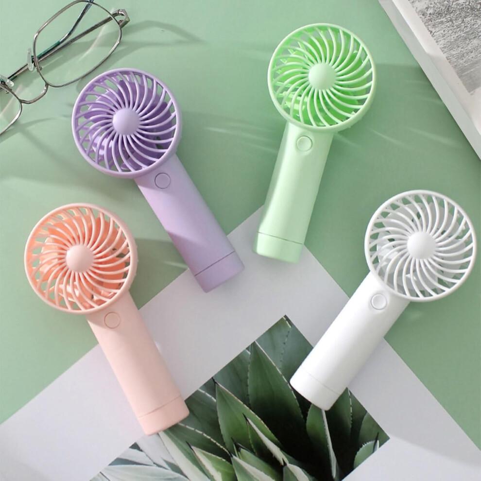 USB Rechargeable Handheld Fan with 3 Speed Settings, Quiet Travel Desk Fan for Kids, Green