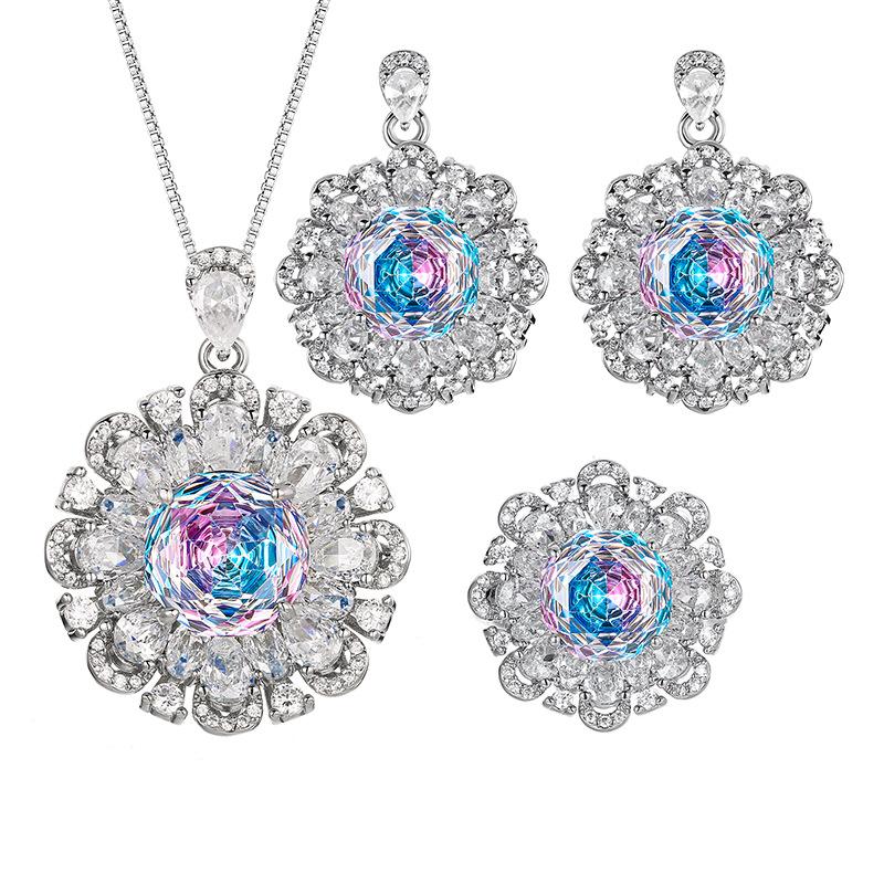 Ювелирные изделия Медное основание Позолоченное Имитация Тысячелетия Постепенно меняющий цвет Цветочный набор Главный камень 12-10 мм