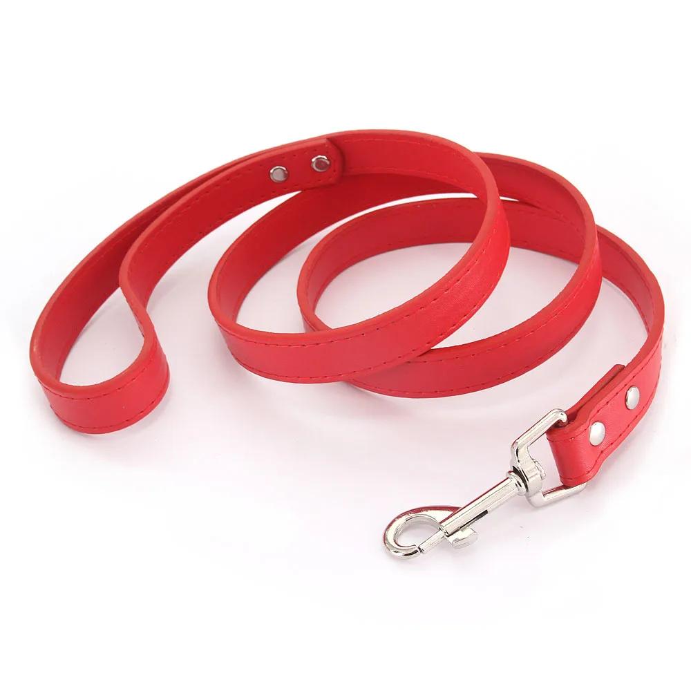 16 Colors Dog Leash Soild Color Leather Pet Walking Training Leads For Small Medium Large Dogs Cat In Collar And Harness 120cm