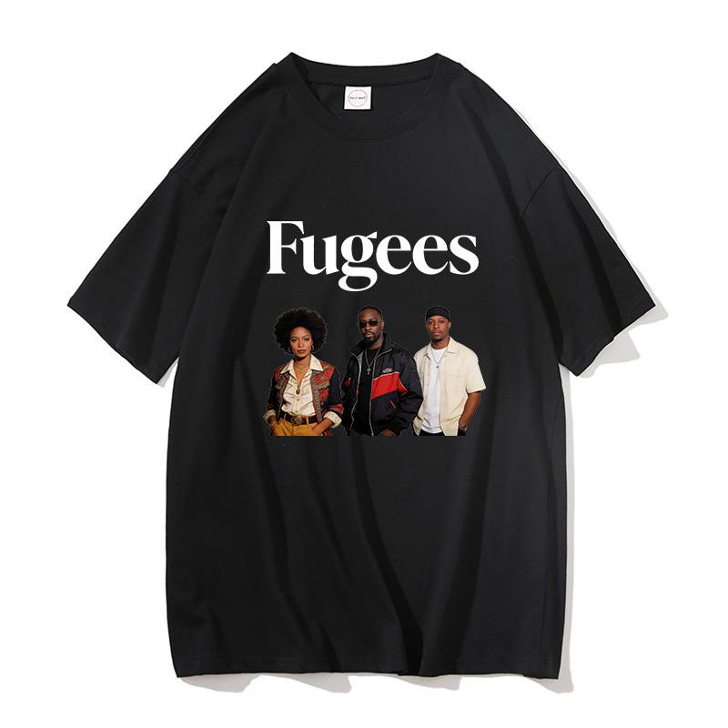 Футболка Fugees Унисекс Полиэстер Весна Лето Мода 90-х Хип-хоп Классическая Повседневная С коротким рукавом Уличная одежда Оверсайз Топ