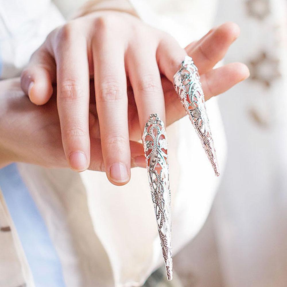 Queen Costume Ancient Nail Rings Set Belly Dance Accessories Knuckle Rings Finger Tip Protection