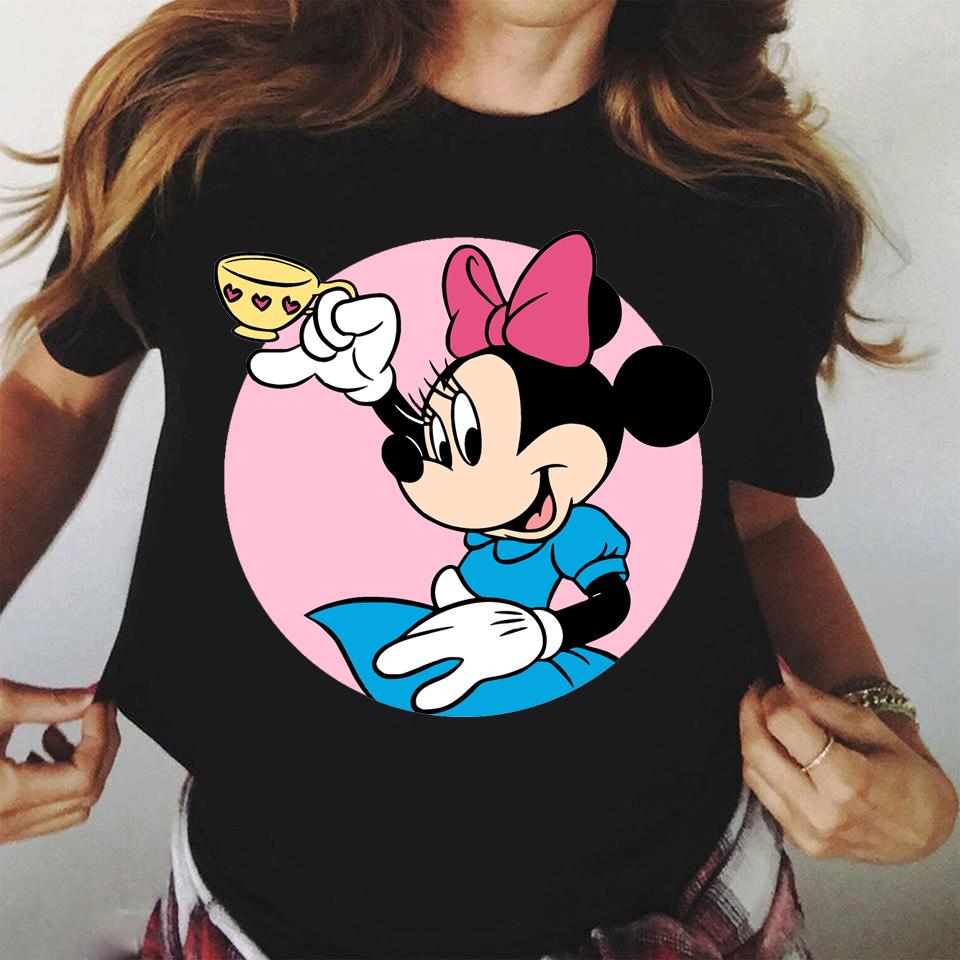 2025 Disney Микки Маус Милый Харадзюку Ульцзанг Мода Топ Семейный Топ для Родителей и Детей 100% Чистый Хлопок С Принтом Повседневная Футболка