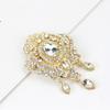 All Rhinestone Grey Crystal Flower Brooch Bohemian Ethnic Banquet Jewelry Hijab Scarf Brooches
