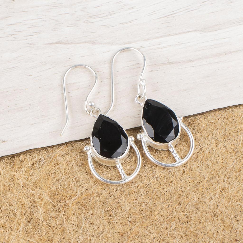 Серьги из цельного серебра 925 пробы с черным ониксом, серьги из драгоценных камней ручной работы на День памяти