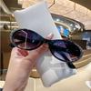New Elliptical Small Frame Sunglasses Fashion Women's Sun Shading Travel Purple Diamond Studded Eyeglasses UV400