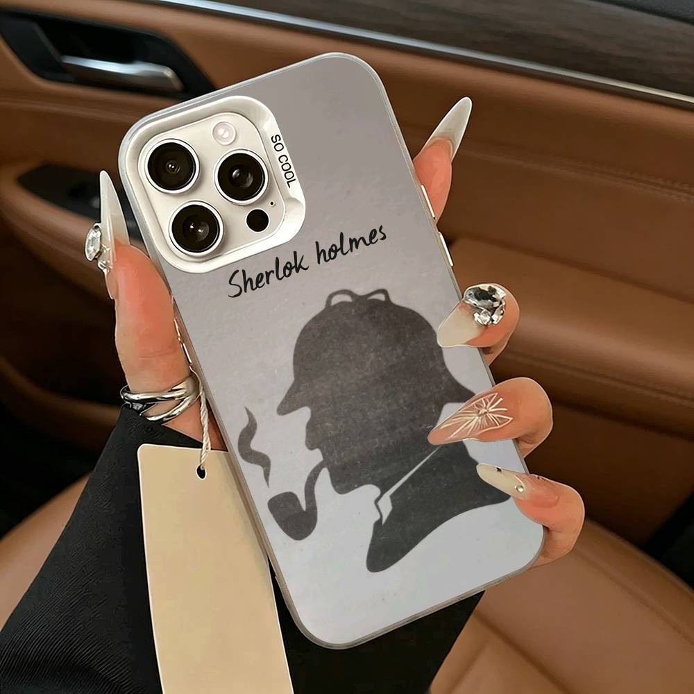 Классический британский чехол для телефона Шерлок Холмс Для iPhone 17,16,15,14,13,12,11 Plus,Pro Max,XS,Белый Серебристый чехол для телефона