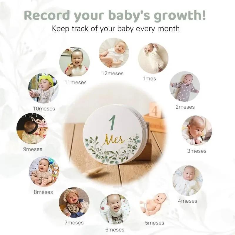 12PCS Baby Photography Birthday Cards 1-12 Month Card Baby Milestone Children Photography Props Birthday Party Decoration Gift