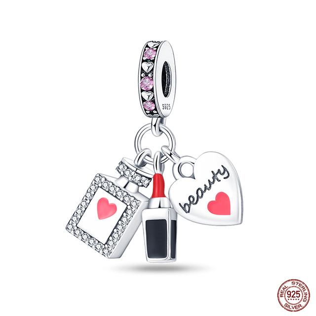 Новые стерлингового серебра 925 пробы красного цвета, подвески в форме сердца, бусины, ювелирные изделия на удачу, подарки