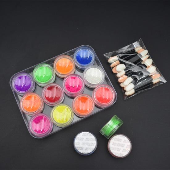 12 шт. 1 г 12 цветов пигментный порошок с ватными палочками флуоресцентный радужная смоляной пигментный порошок DIY лак для ногтей акриловый нейл-арт для тела глаз лица