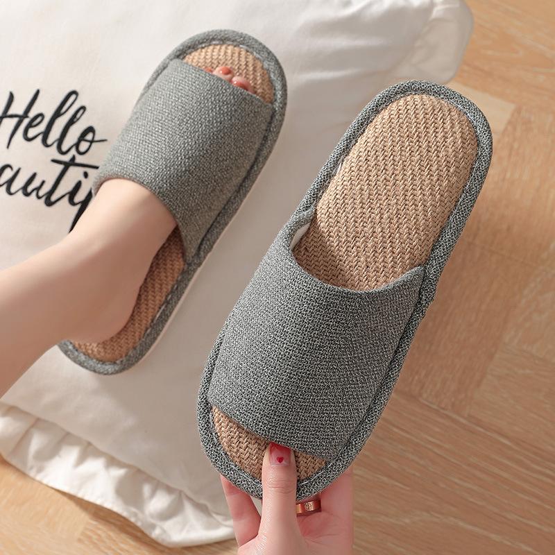 Новинка 2024 года для женщин и мужчин, льняные тапочки из хлопка и конопли, женские нескользящие дышащие тканевые тапочки на толстой подошве, весна-лето-осень