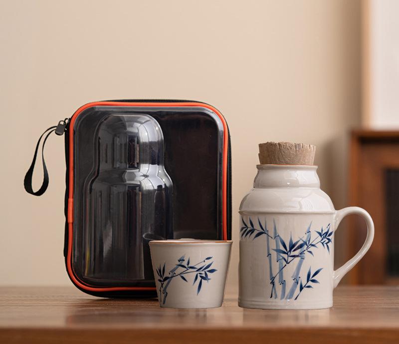 Керамические кружки с пробковой пробкой термосы с ручкой бутылка для воды большой емкости изолированная чашка для горячего чая кофе классическая посуда для напитков