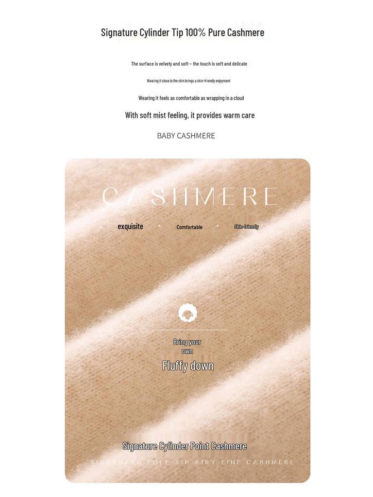 Женский кашемировый зимний свитер - Полувысокая горловина, Толстая вязка, Рукав реглан, Пуловер свободного кроя.