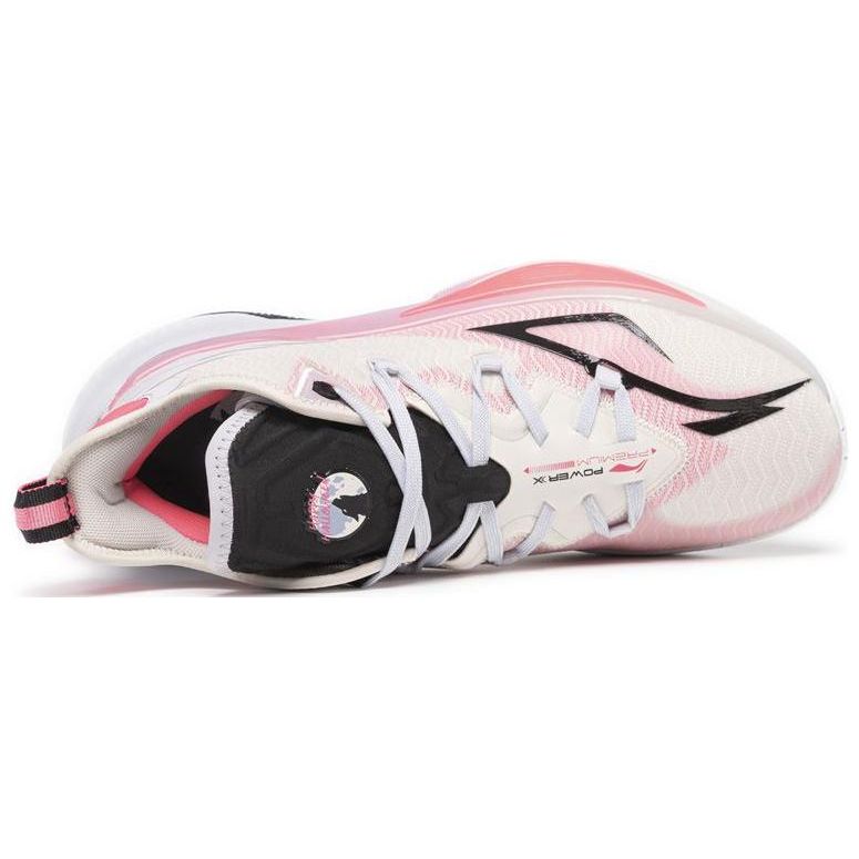Li-Ning Air Strike 9 Premium Shock Absorption Anti-Slip Wear-Resistant Mid-Top Basketball Shoes Men Sneakers White Pink ABAS073-F