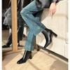 High-heeled Short-thigh Boots Autumn New Square Toe Back Zipper Anti-slip Wear-resistant Block Heel Boots