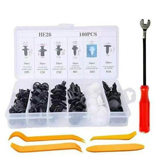 100 шт. набор универсальных автомобильных винтовых зажимов для крыла, дверной панели, 6 видов