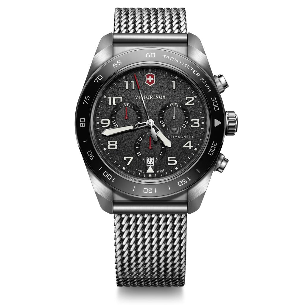 Victorinox Мужские часы Swiss Army Journey 1884 Хронограф 242048, Черная сетка из нержавеющей стали, Водонепроницаемость 200 м, Сапфировое стекло, Оригинал JDM