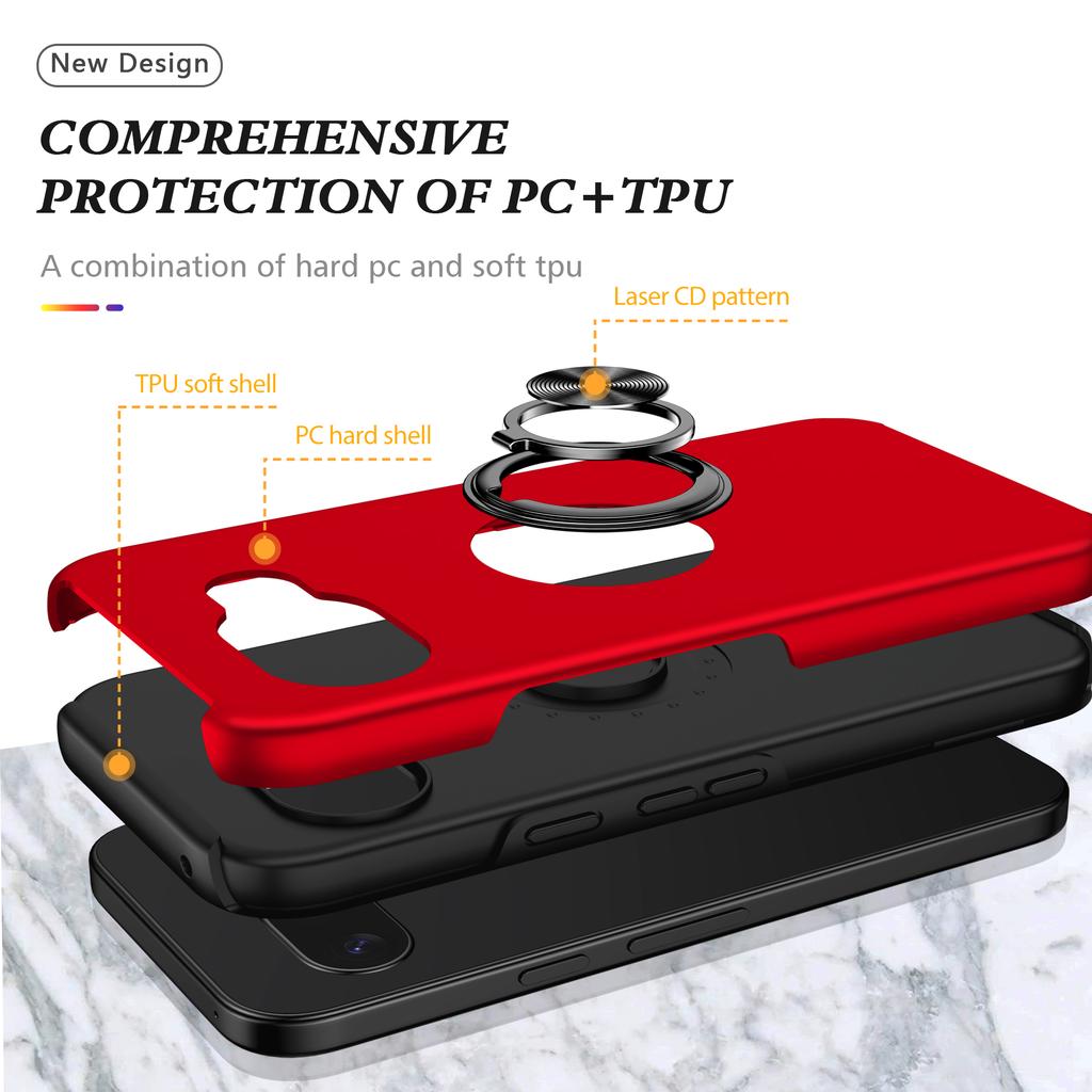 For Google Pixel 9a Case PC + TPU Phone Cover with Rotatable Ring Holder