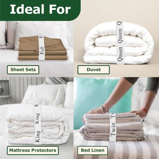 Bed Sheet Organizer and Storage Size Label Bands | Bed Sheets Set Organizers for Linen Closet Organization - Elastic Bedding Band Labels Sheet