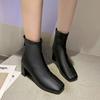Обувь для женщин Горячая распродажа Зимние женские сапоги до середины икры Хлопковая ткань Однотонные Квадратный носок Средний каблук На молнии Модные сапоги
