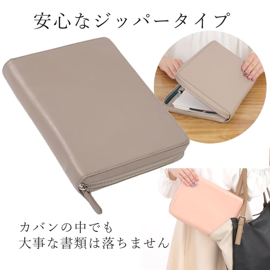 Блокнот A5 Lightex System Genuine Vegetable Monolether02z, Кожаный, На молнии, Дубленый, 6 отверстий на кольцах, Легкий, (Серый, Размер)