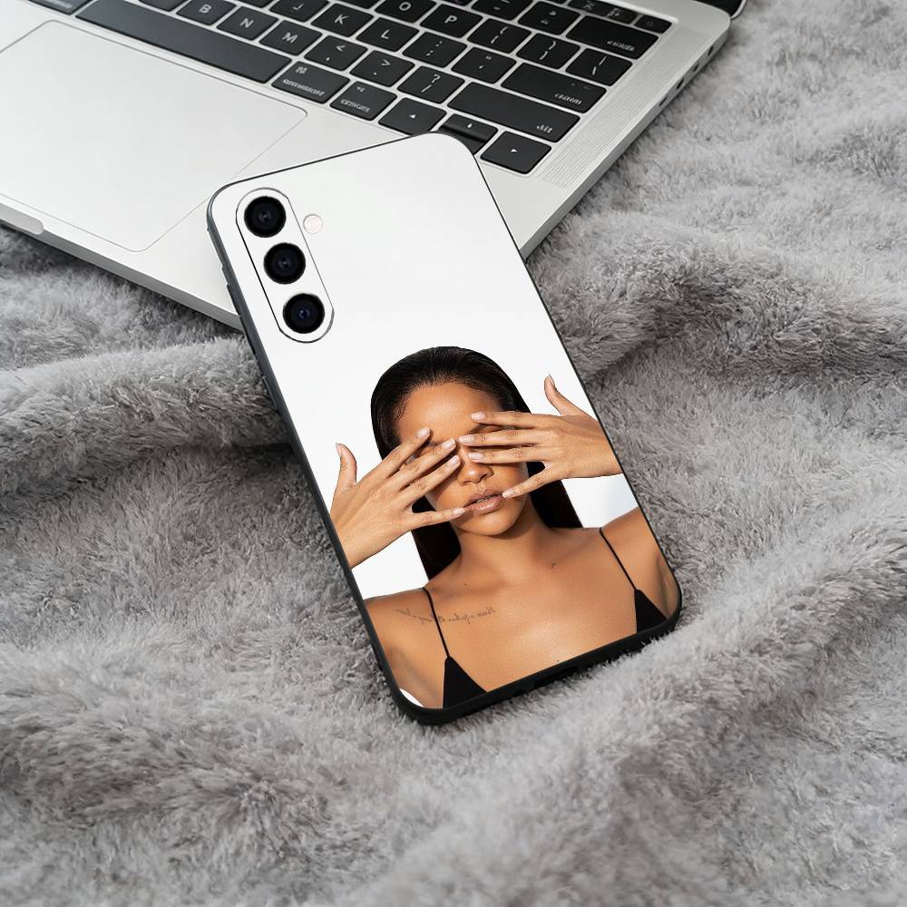 R-Rihanna-pop diva Black Soft Silicone Phone Case for Samsung Galaxy A73, A71, A72, A70, A53, A52, A51