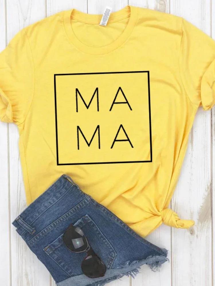 Футболка с принтом MAMA Letter, женская, с коротким рукавом и круглым вырезом, свободная, женская, летняя, модная, футболка, топы, одежда