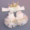 Soft Baby Headband Sock Set Floor Socks Children's Boat Socks New Baby Crown Flower Headband