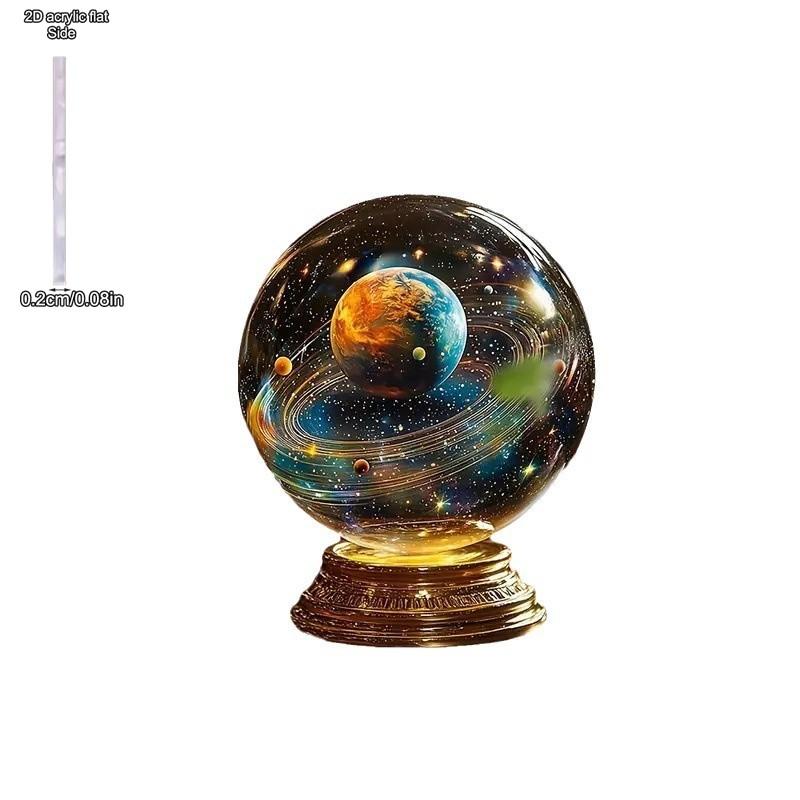 Crystal Ball Lamp Laser Engraved Galaxy Planet Moon Saturn - 2D Flat Acrylic Desktop Ornament, Wall Decor Art, Four Seasons Decoration 